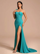 Sweetheart Neckline Fishbone Decor Front Slit Backless Ball Gown Party Dress
